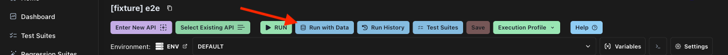 Run with Data button on the E2E workflow page