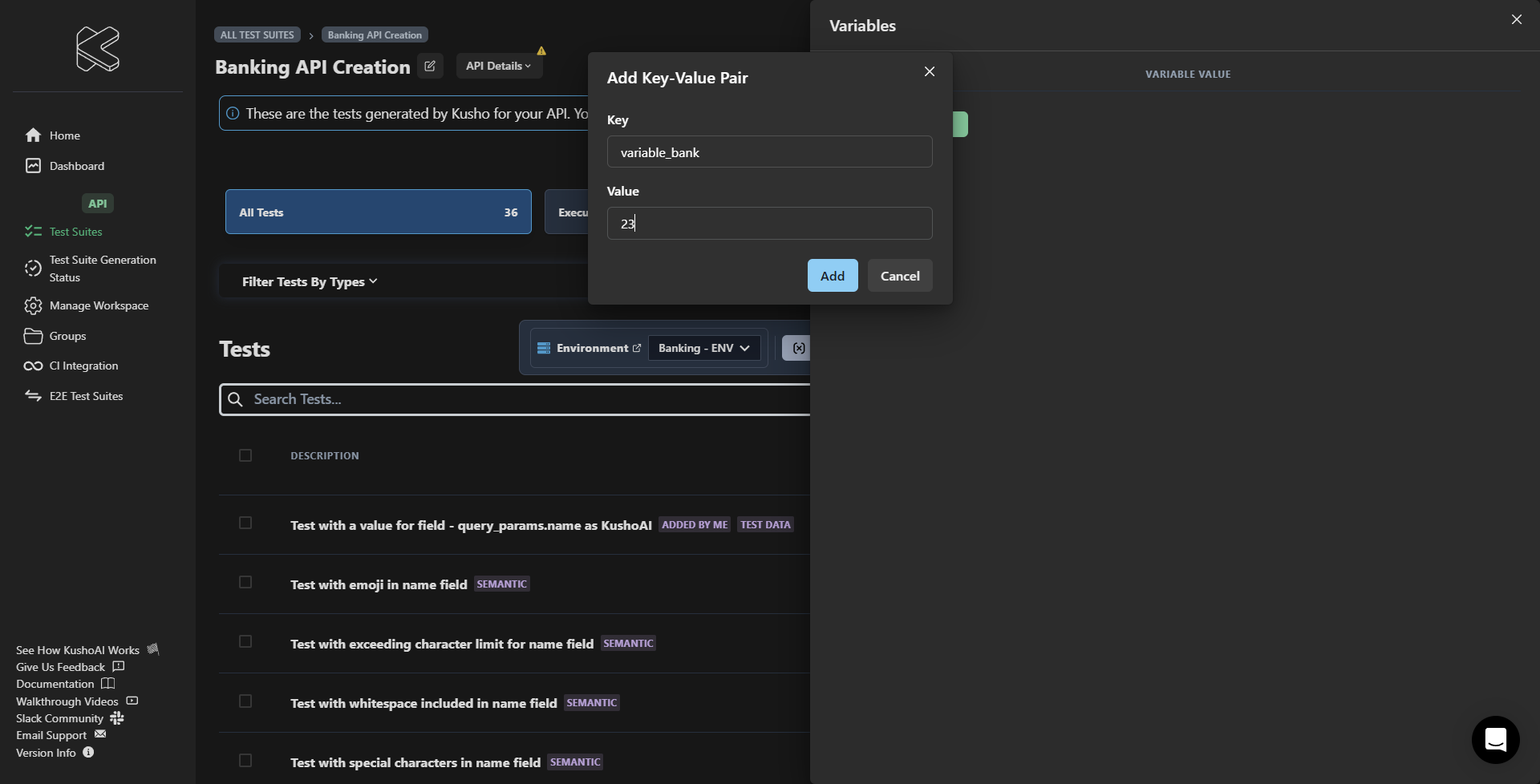 Add Variable Interface