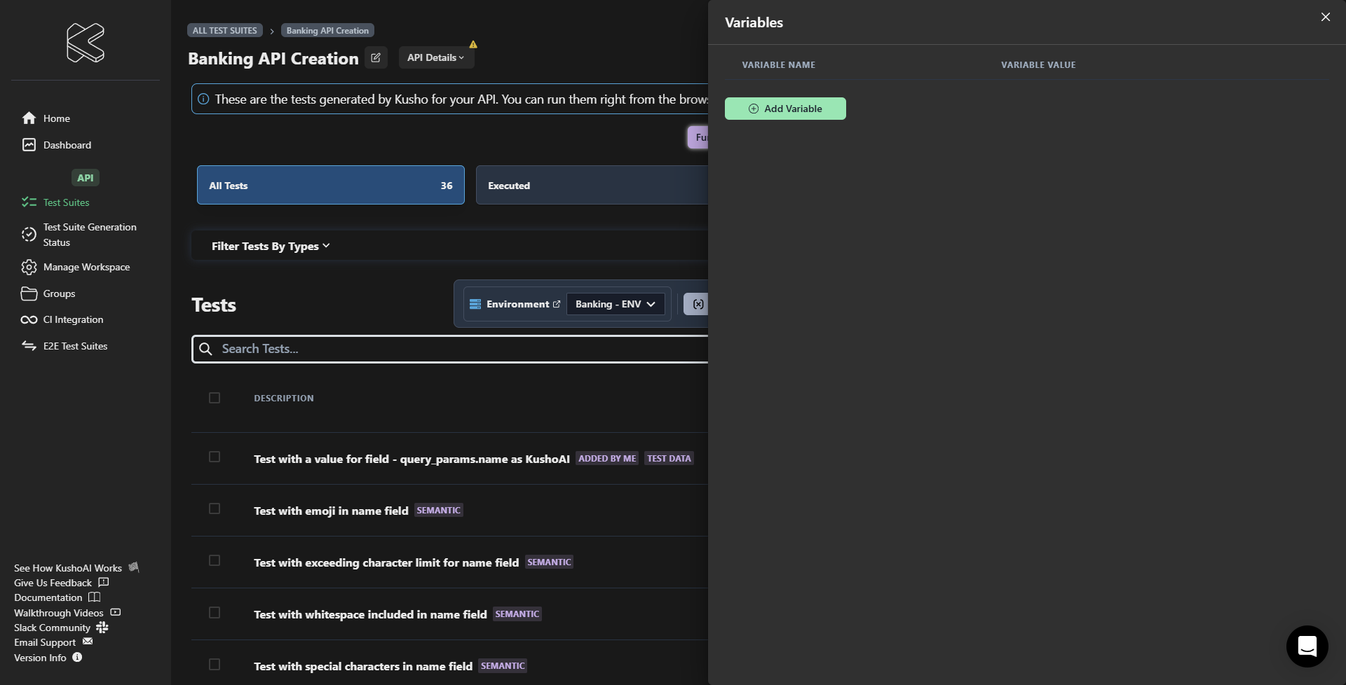 Variables Interface